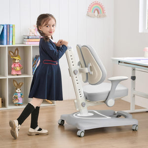 Kids Desk Chair,Ergonomic Chair: Height-Adjustable, Double Back Support – Multifunctional for Study/Work/Dining | Ideal for Kids, Petite Adults – Ultra-Comfy (Bedrooms, Schools, Offices)(Grey)