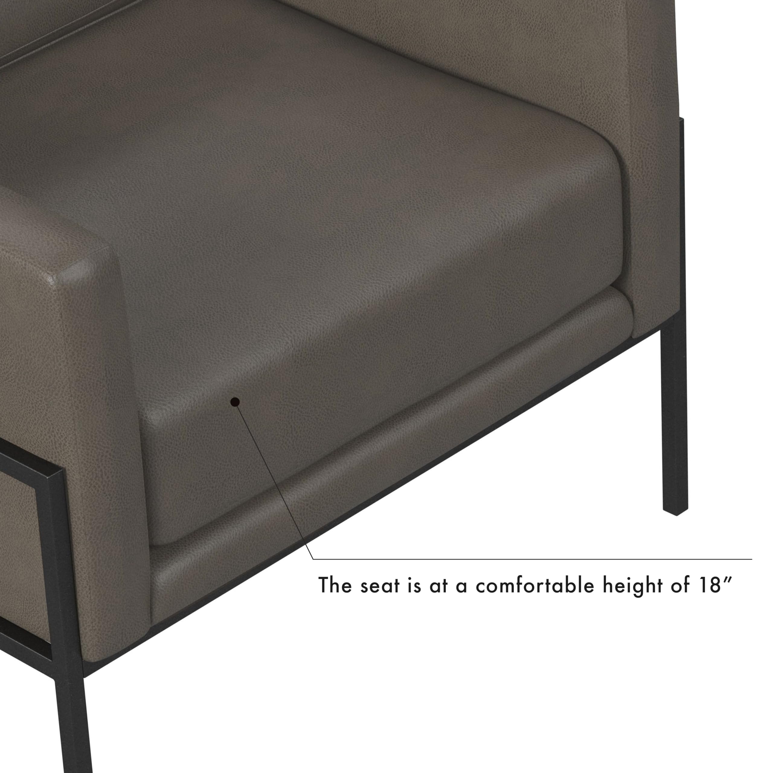 Modern Metal Frame Accent Chair| Home Décor|Accent Chairs for Living Room & Bedroom - Pewter Gray Faux Leather
