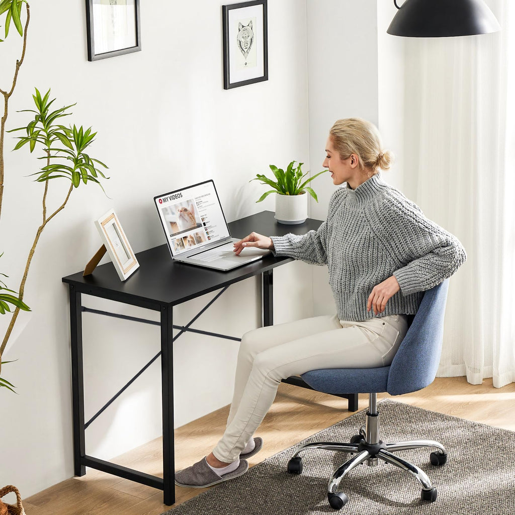 Computer Small Office Desk 32 Inch Student Study Writing Work with Metal Frame Wood Tabletop Modern Simple PC Home Bedroom Table, Computer Table, Black