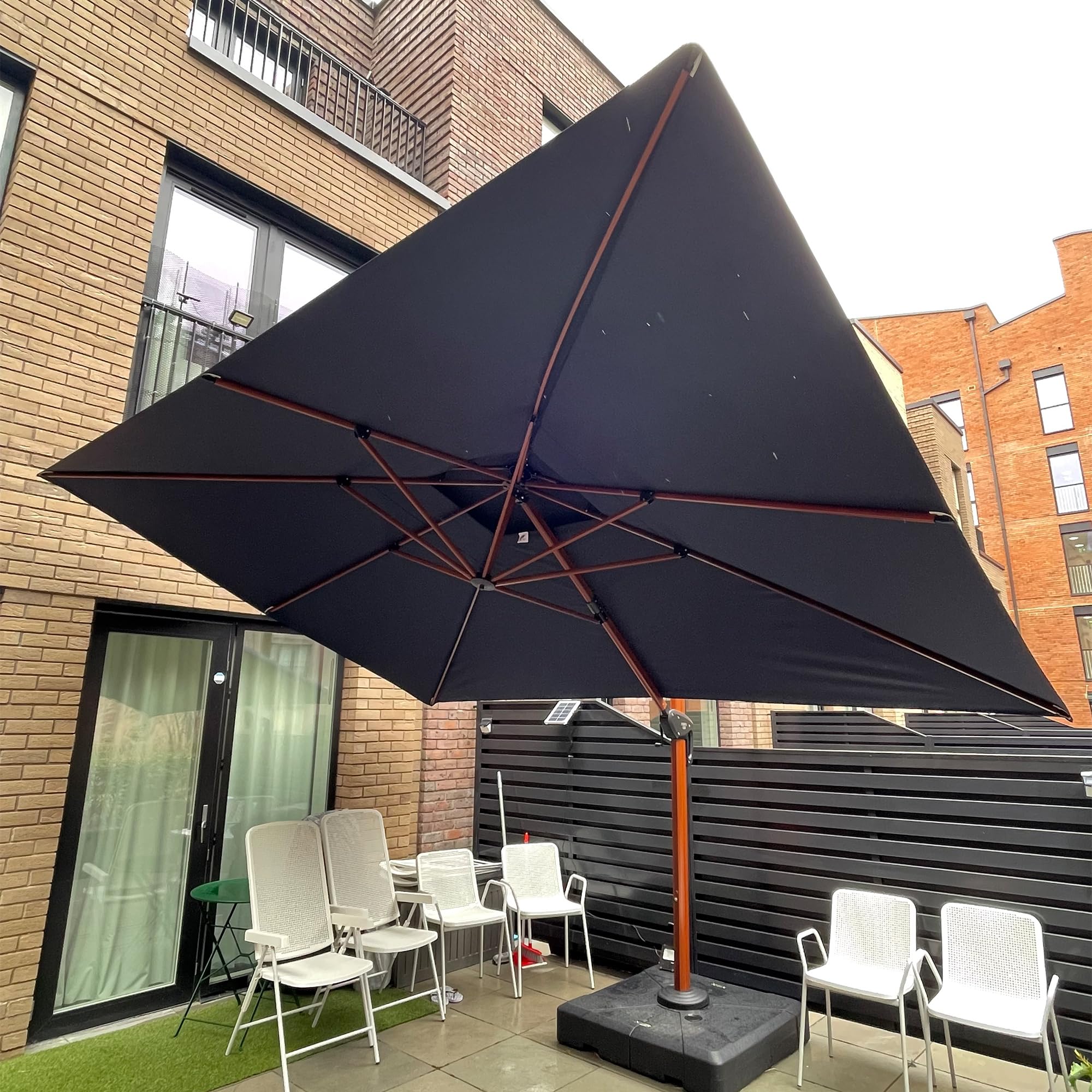 Umbrella 9' X 12' Double Top Deluxe Rectangle Patio Umbrellas Offset Hanging Umbrellas Cantilever Umbrella, Spectrum Indigo