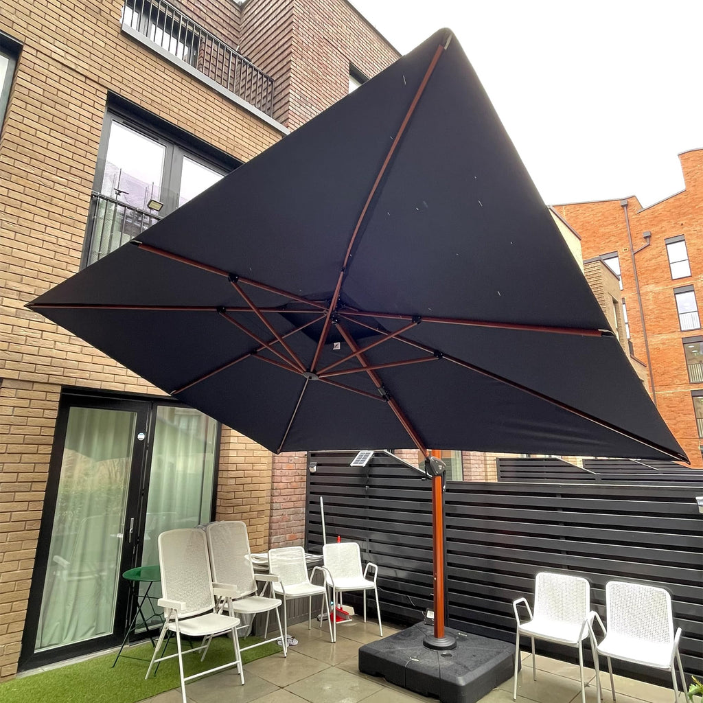 Umbrella 9' X 12' Double Top Deluxe Rectangle Patio Umbrellas Offset Hanging Umbrellas Cantilever Umbrella, Spectrum Indigo