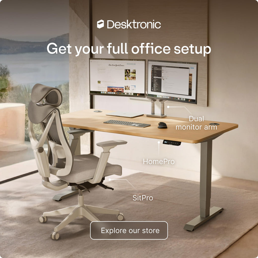 HomePro Standing Desk 54x28 — Made in Europe, Ergonomic Sit Stand Home Office Desk, Electric Height Adjustable, Dual Motor, USB & USB-C Charging, Wobble-Free, Touchscreen, 3 Memory Presets