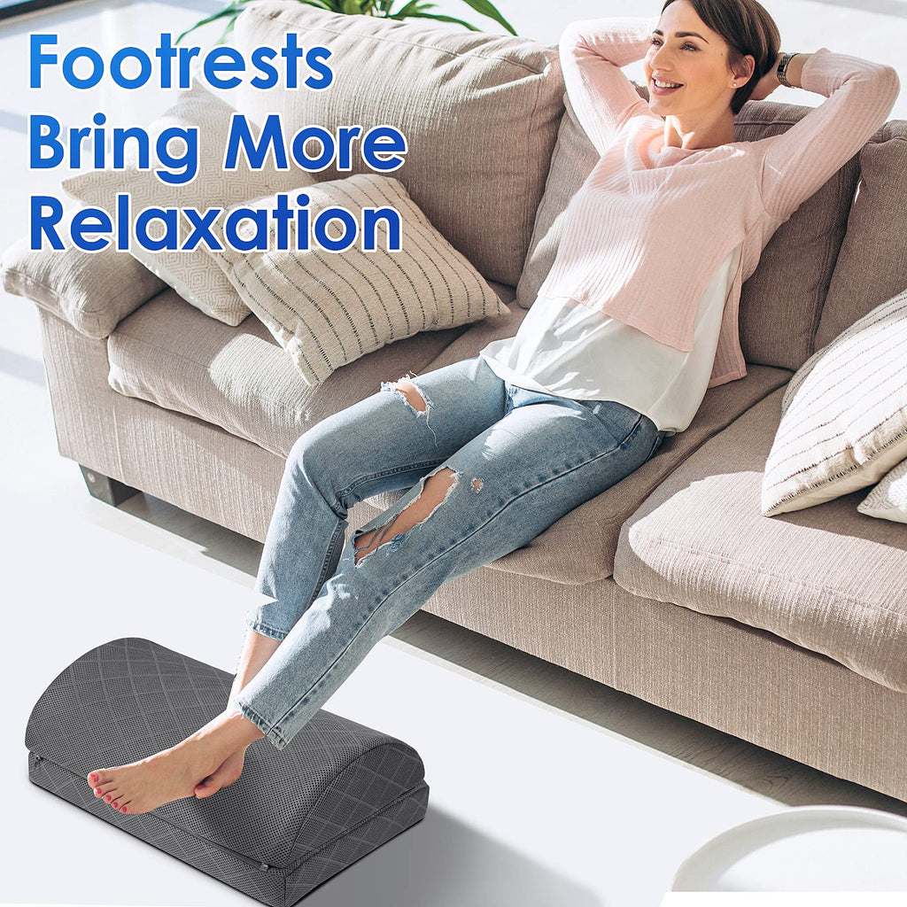 Foot Rest,Desk & Gaming Accessories,Foot Rest for Under Desk at Work,Comfortable Footrest with 2 Adjustable Heights & Removable Cover, Office Desk Accessories（Gray）