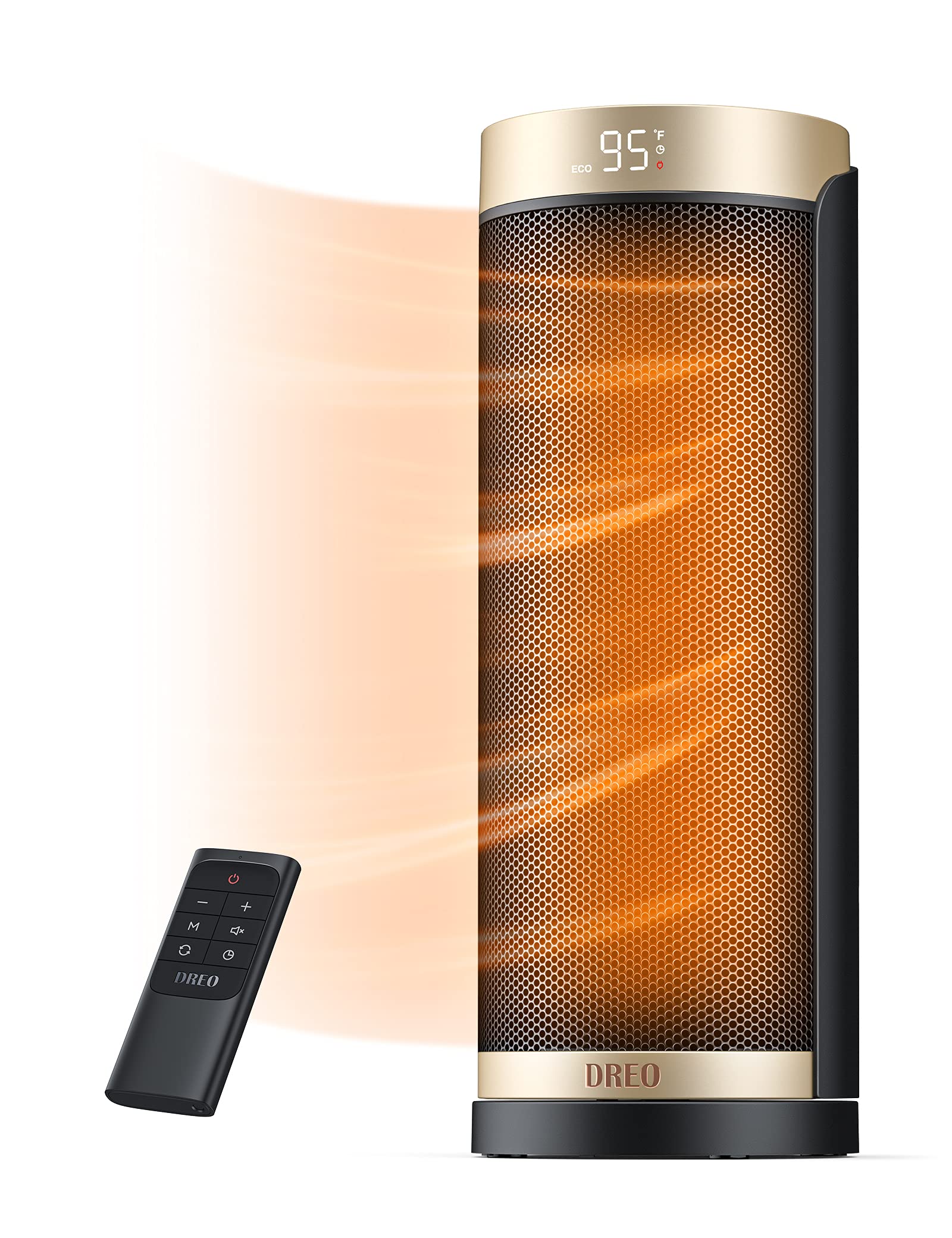 Space Heater, 1500W Electric Heaters for Indoor Use with Thermostat, 70° Oscillation, 8 Safety Protections, 5 Modes, Remote, 12H Timer, Quiet Portable Heater for Office, Bedroom, Large Room