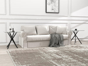 Small Side Coffee Table Set of 2 with Metal Legs, Tempered Glass Square Modern End Table for Living Room Sofa Home Office (2 Pieces, Black, 20