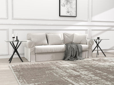 Small Side Coffee Table Set of 2 with Metal Legs, Tempered Glass Square Modern End Table for Living Room Sofa Home Office (2 Pieces, Black, 20