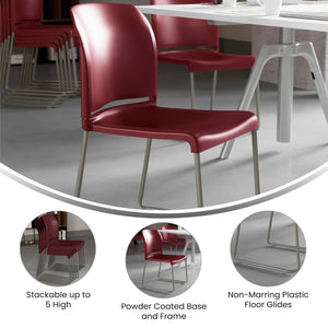 HERCULES Series 880 lb. Capacity Burgundy Full Back Contoured Stack Chair with Gray Powder Coated Sled Base
