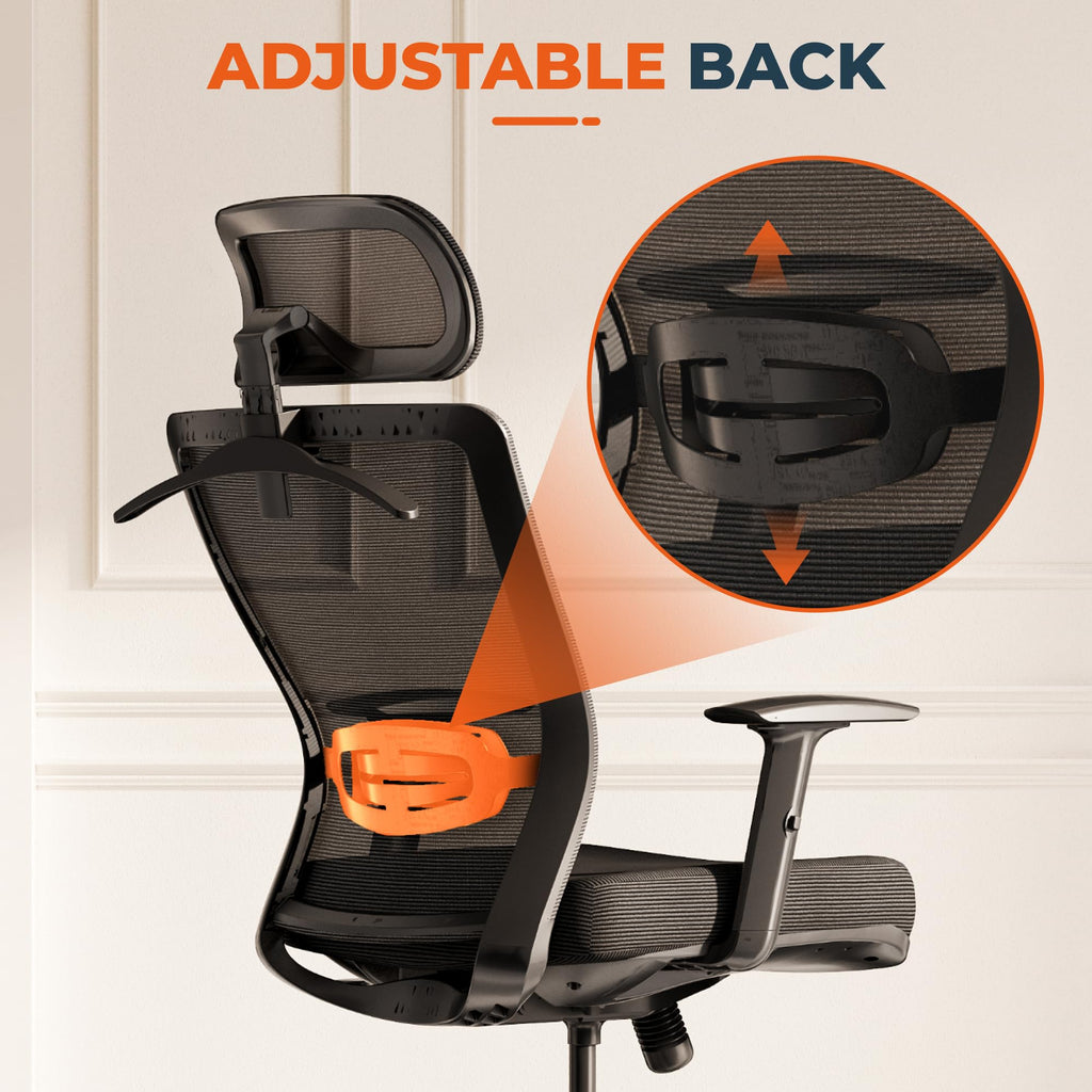 Ergonomic Office Chair High Back Computer Chair Home Office Desk Chairs with Lumbar Support/Heavy Duty Base/Headrest/Lockable Back, Comfortable Foam Seat Cushion, ErgoChair Pro, Black
