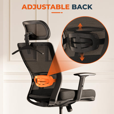 Ergonomic Office Chair High Back Computer Chair Home Office Desk Chairs with Lumbar Support/Heavy Duty Base/Headrest/Lockable Back, Comfortable Foam Seat Cushion, ErgoChair Pro, Black