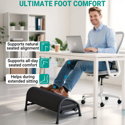 Adjustable Foot Rest for Under Desk at Work, Ergonomic Foot Stools with 7 Positions, Elevated Cushion Under Desk Footrest with Metal Frame, Leg Rest Used for Home, Car, PC Gaming Accessories