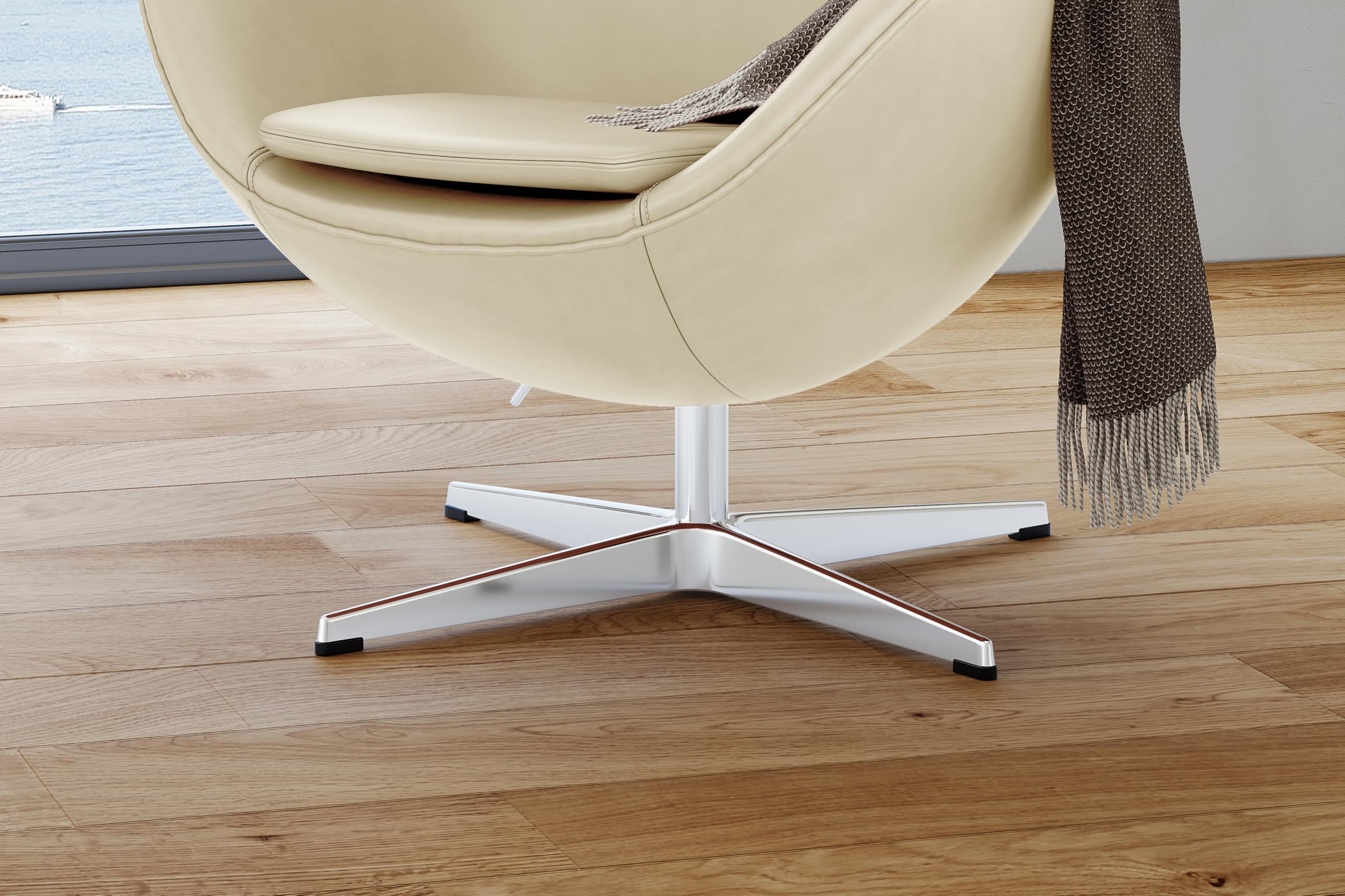 Valencia Finola Swivel Armchair 35.4”, Italian Nappa 11000 Top Grain Leather, 360° Swivel, Mid-Century Modern Accent Chair for Living Room, Cream