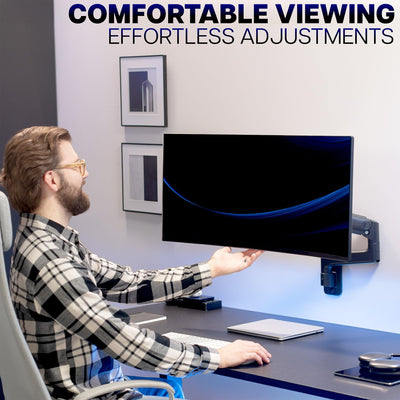 Premium Ultrawide Monitor Counterbalance Wall Mount for up to 49 inch Screens, Holds 44 lbs, Full Motion, Max VESA 100x100, Black, MOUNT-V101V