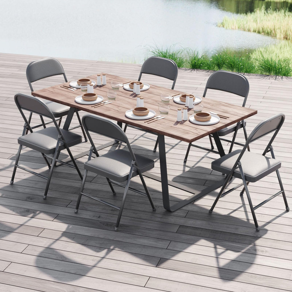 4 Pack Folding Chairs with Padded Vinyl Cushion Chairs with Comfortable Cushion and Durable Steel Frame for Home and Office, for Indoor and Outdoor Events (Grey Vinyl Padding 4 Pack)