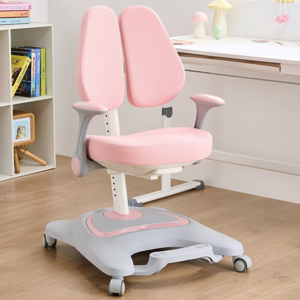 Kids Desk Chair,Ergonomic Chair: Height-Adjustable, Double Back Support – Multifunctional for Study/Work/Dining | Ideal for Kids, Petite Adults – Ultra-Comfy (Bedrooms, Schools, Offices)(Pink)