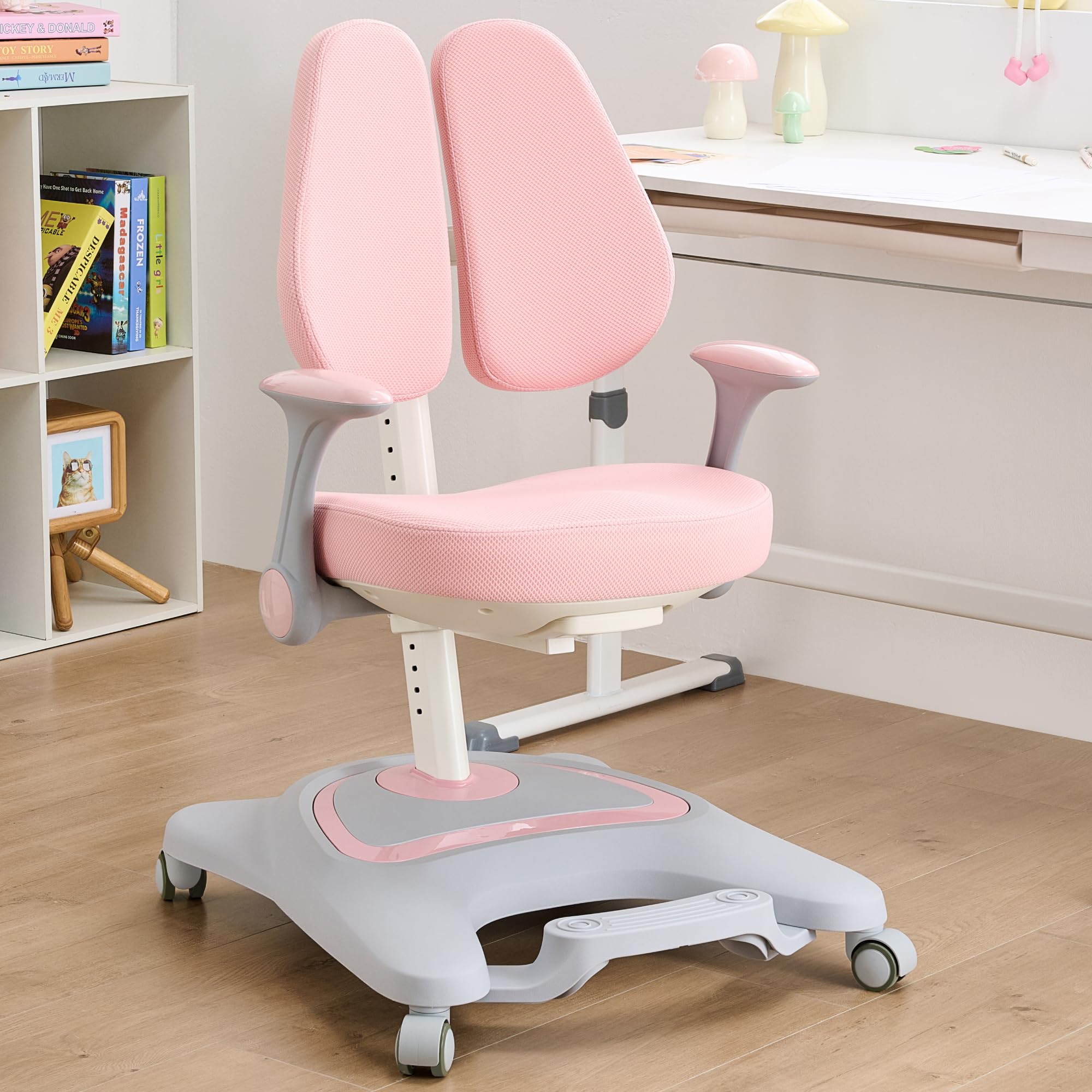 Kids Desk Chair,Ergonomic Chair: Height-Adjustable, Double Back Support – Multifunctional for Study/Work/Dining | Ideal for Kids, Petite Adults – Ultra-Comfy (Bedrooms, Schools, Offices)(Pink)