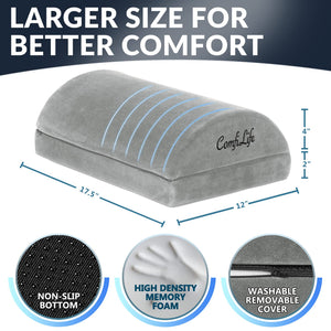 Foot Rest for Under Desk at Work – Adjustable Height Memory Foam Foot Stool for Under Desk, Office Chair & Gaming Chair – Ergonomic Footrest for Back & Hip Pain Relief (Gray)
