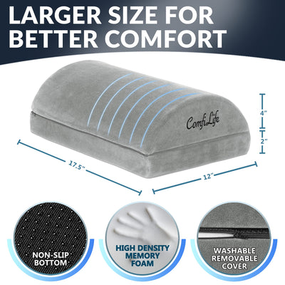 Foot Rest for Under Desk at Work – Adjustable Height Memory Foam Foot Stool for Under Desk, Office Chair & Gaming Chair – Ergonomic Footrest for Back & Hip Pain Relief (Gray)