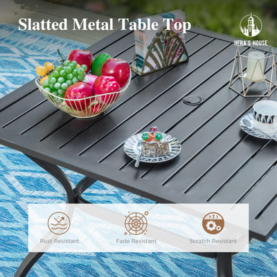 Red Patio Dining Set for 4, 5 Piece Outdoor Table and Chairs Set, 4 x Textilene Dining Chair, 37