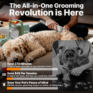 Dog Grooming Kit with Vacuum, 15000Pa Pet Hair Clipper and Shedding Brush, 50dB Low Noise, 2L Capacity, White