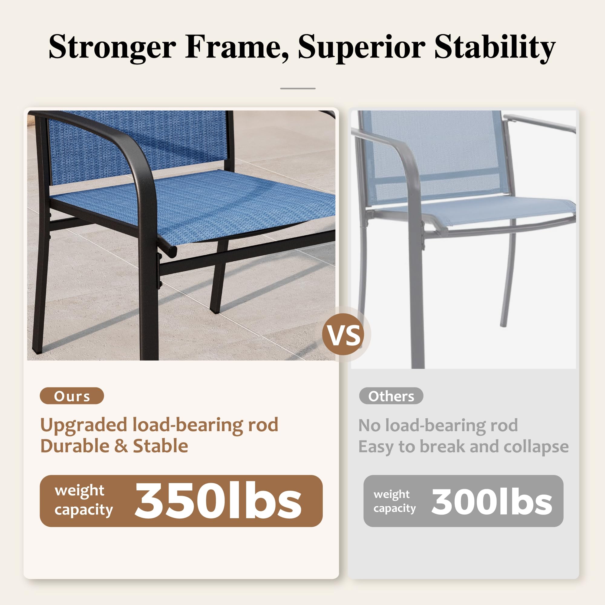 9 Pieces Patio Dining Sets, Outdoor Table and Chairs Set of 8, 8 x Blue Textilene Dining Chair, 60" Square Metal Dining Table with 1.57" Umbrella Hole for Lawn Garden Backyard Deck