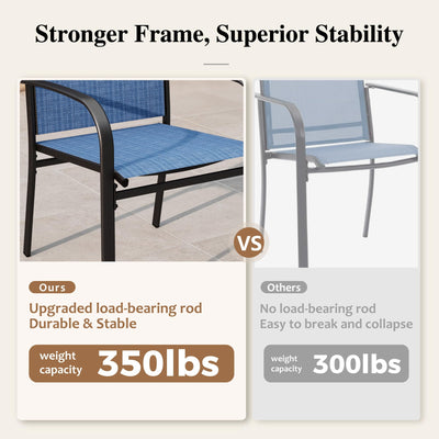 9 Pieces Patio Dining Sets, Outdoor Table and Chairs Set of 8, 8 x Blue Textilene Dining Chair, 60