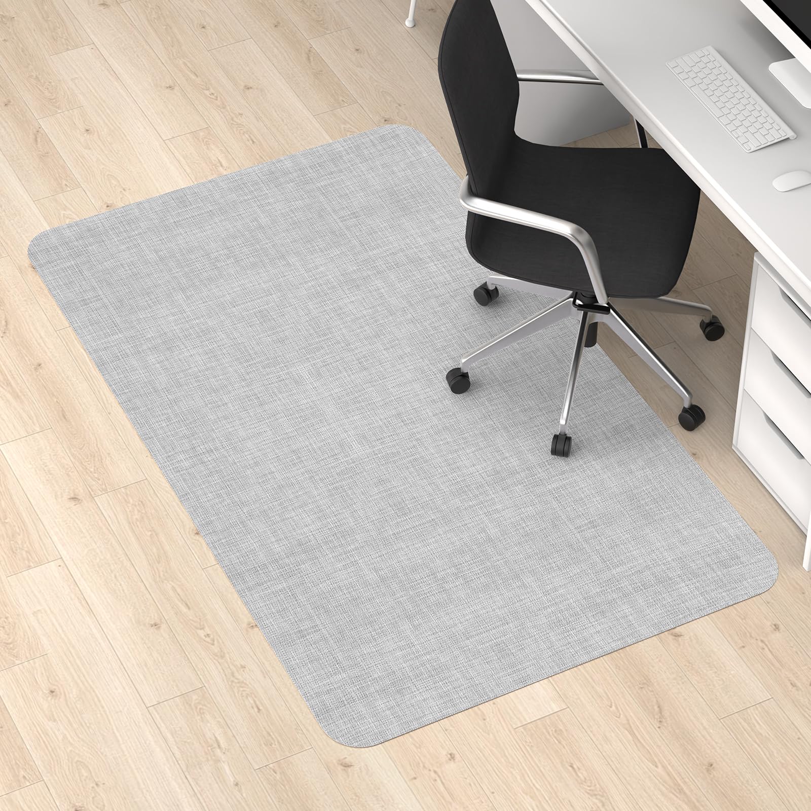 Office Chair Mat for Hardwood Floor, 36"x 48" Desk Computer Chair Mat for Hard Wood and Tile Floor, Large Anti-Slip Hard Floor Protector Rolling Chair Mat, PVC Mat Desk Rug Light Grey