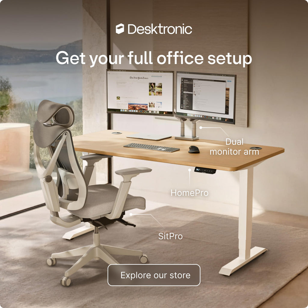 HomePro Standing Desk 54x28 — Made in Europe, Ergonomic Sit Stand Home Office Desk, Electric Height Adjustable, Dual Motor, USB & USB-C Charging, Wobble-Free, Touchscreen, 3 Memory Presets