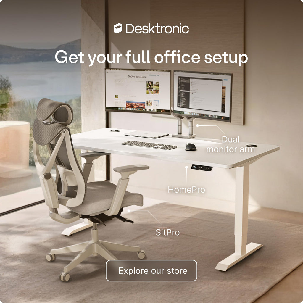 HomePro Standing Desk 54x28 — Made in Europe, Ergonomic Sit Stand Home Office Desk, Electric Height Adjustable, Dual Motor, USB & USB-C Charging, Wobble-Free, Touchscreen, 3 Memory Presets