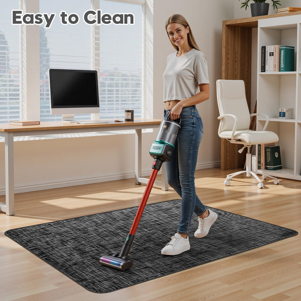 Office Chair Mat for Hardwood & Tile Floor,Computer Gaming Chair Mat for Rolling Chairs Non-Curve, Anti-Slip, Heavy Duty Floor Protector for Home Office,Dark Black (48" x 55")