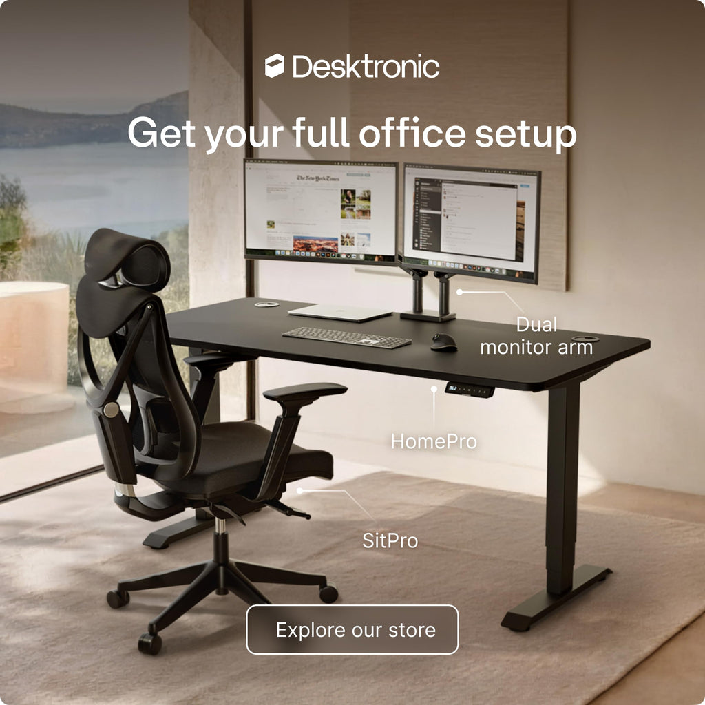 HomePro Standing Desk 54x28 — Made in Europe, Ergonomic Sit Stand Home Office Desk, Electric Height Adjustable, Dual Motor, USB & USB-C Charging, Wobble-Free, Touchscreen, 3 Memory Presets