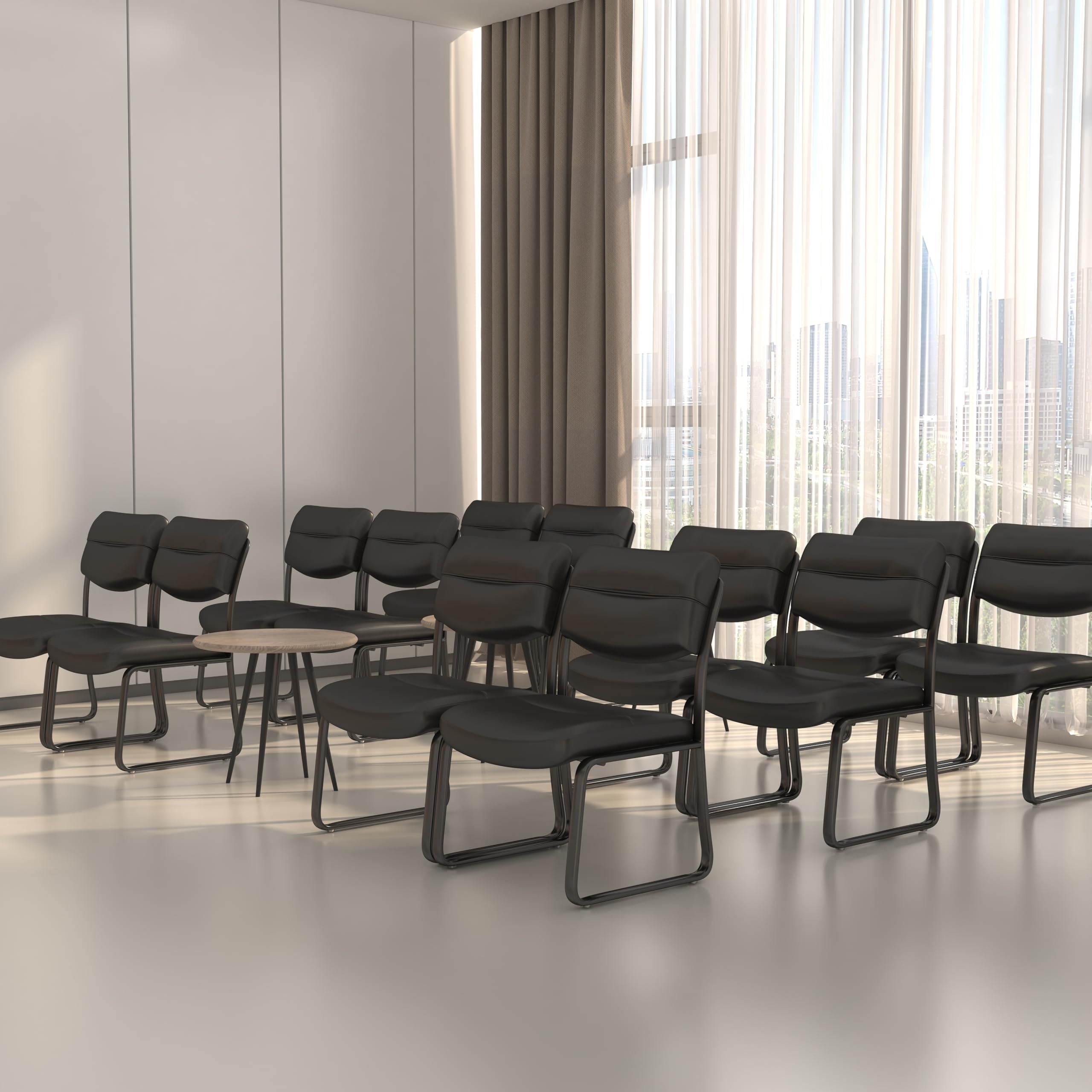 B9539 Leather Sled Base Side Chair in Black, 250