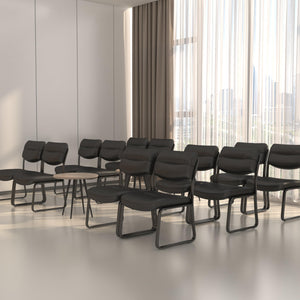 B9539 Leather Sled Base Side Chair in Black, 250