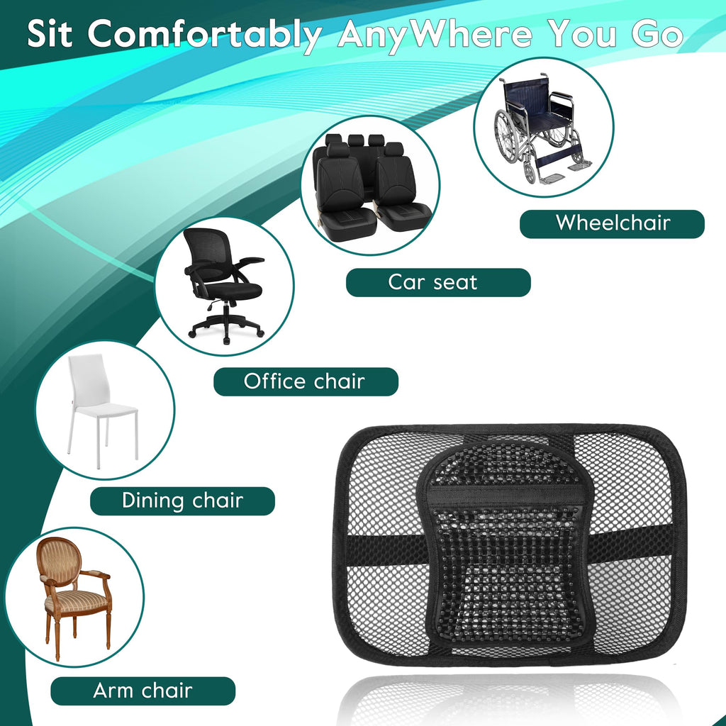 2 Pack Mesh Back Lumbar Support, Back Support Seat Cushion with Breathable Mesh for Office Chairs Car 12” x 16”