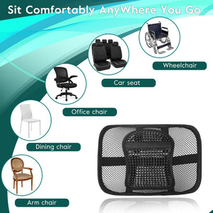 2 Pack Mesh Back Lumbar Support, Back Support Seat Cushion with Breathable Mesh for Office Chairs Car 12” x 16”