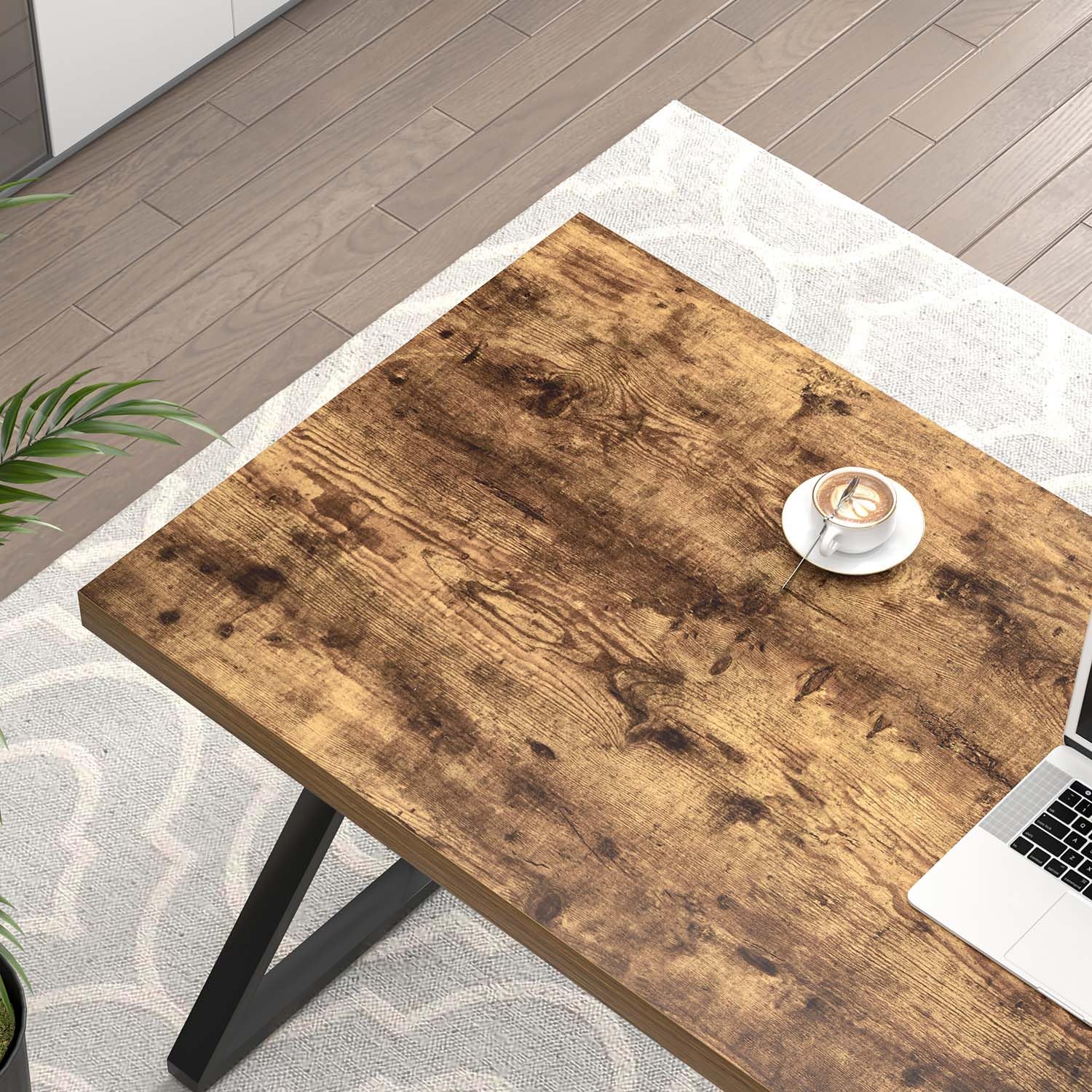 Home Office Desk, Modern Wood and Metal Computer Desk, Simple Writing Work PC Desks for Bedroom, Industrial Study Gaming Table for Living Room, Rustic Brown, 53 Inch
