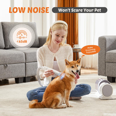 2.5L Cup Professional Pet Grooming Vacuum Kit, 3 Suction Modes and 5 Groomer Tools with Cordless Low Noise Dog Clippers for Cats,