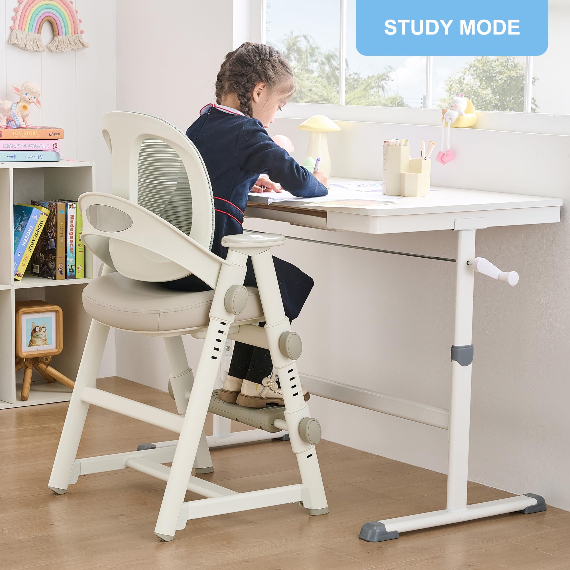 Ergonomic Kids' Study Chair, Height Adjustable Kids Desk Chair for Boys Girls,Comfortable for Teenagers Playing, Drawing, Ideal Gift for Children,Students（Grey）