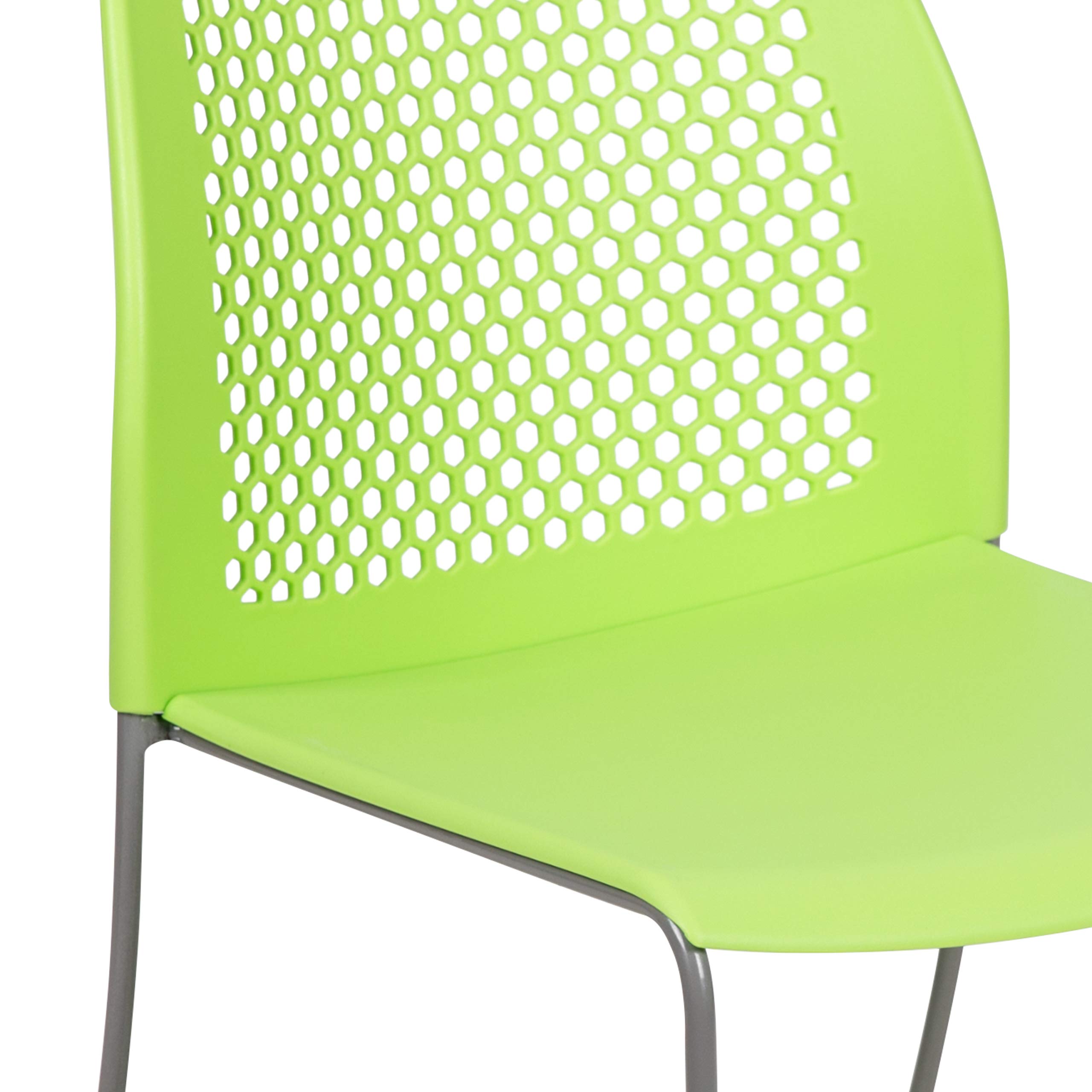 HERCULES Series 661 lb. Capacity Green Stack Chair with Air-Vent Back and Gray Powder Coated Sled Base