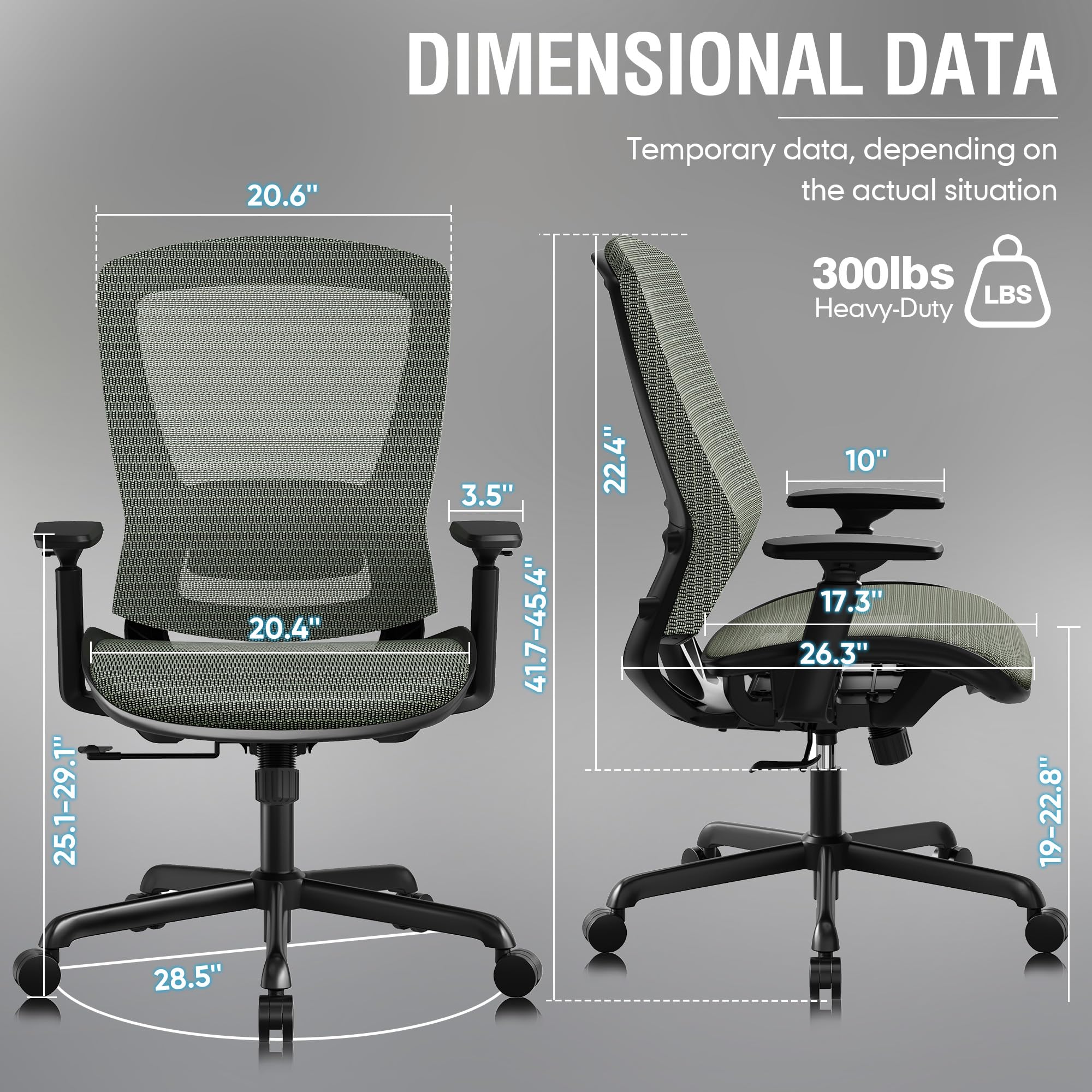 Mesh Office Chair,Ergonomic Computer Desk Chair,Sturdy Task Chair- Adjustable Lumbar Support & Armrests,Tilt Function,Comfort Wide Seat,Swivel Home Office Chair
