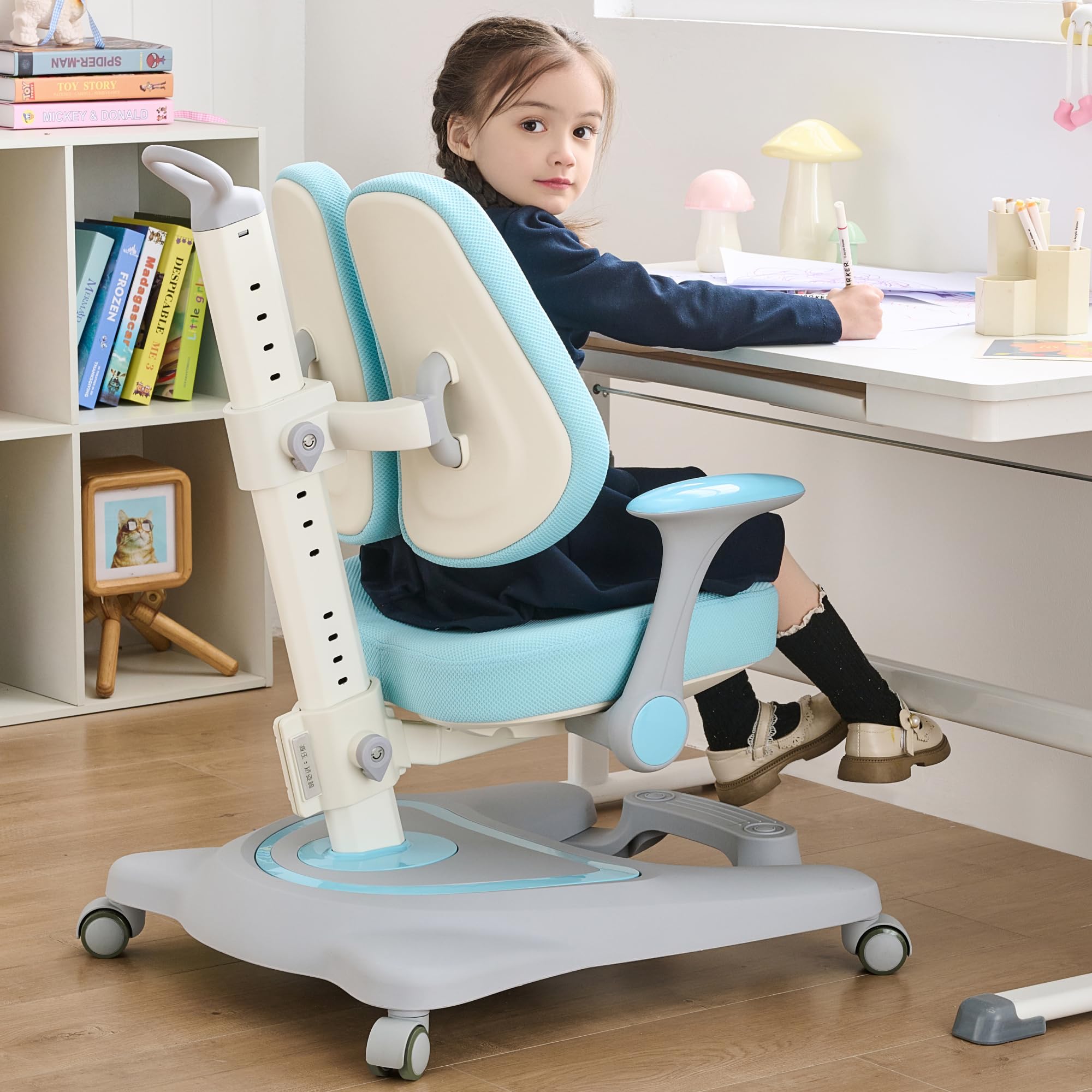 Kids Desk Chair,Ergonomic Chair: Height-Adjustable, Double Back Support – Multifunctional for Study/Work/Dining | Ideal for Kids, Petite Adults – Ultra-Comfy (Bedrooms, Schools, Offices)(Blue)