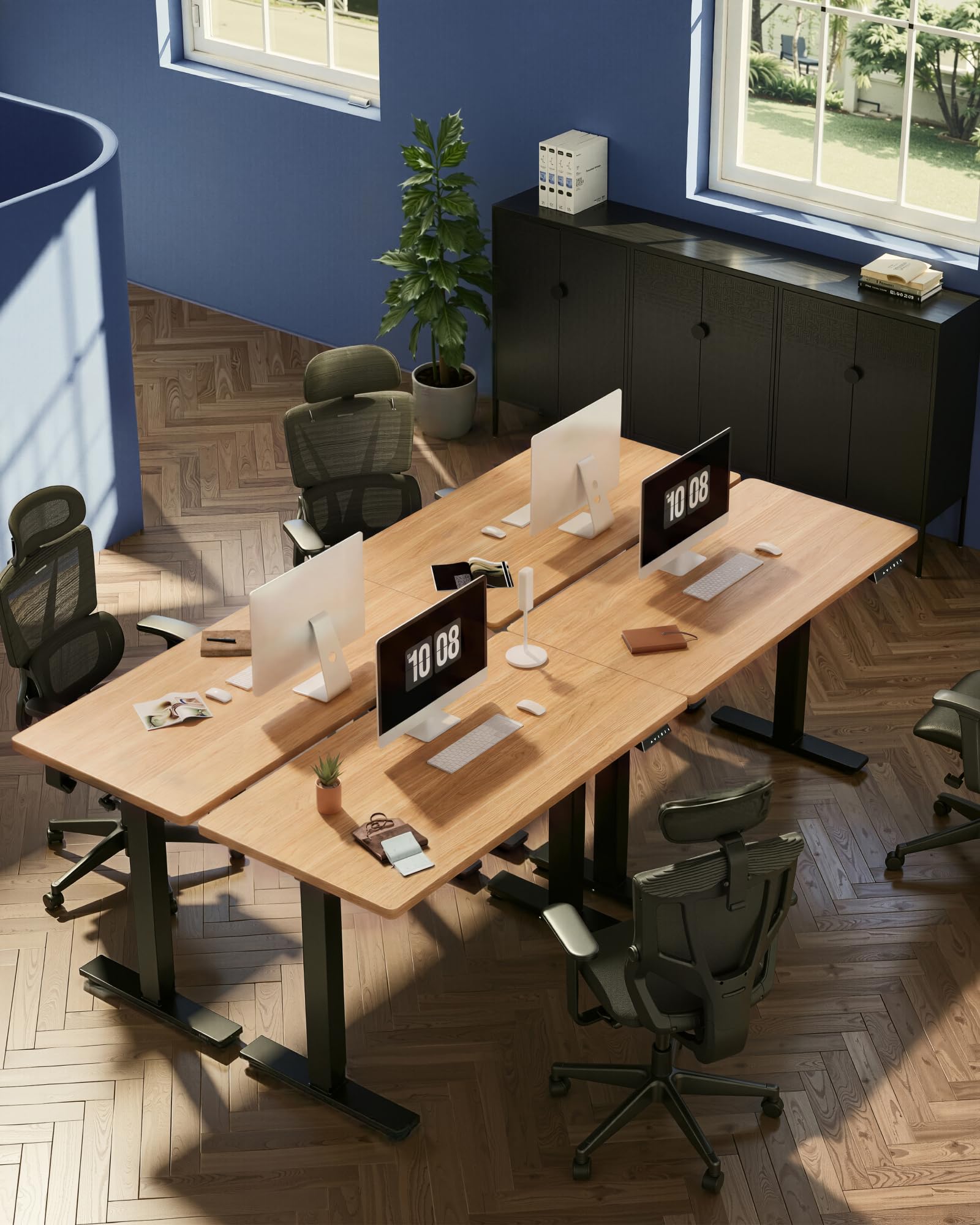 EN1 One-Piece Standing Desk, Electric Adjustable with 4 Memory Presets, 176 LBS Capacity, Stable & Quiet, Seamless Desktop for Home Office & Dual Monitors, 40"x24" Maple