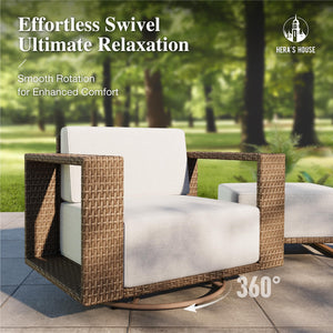 5 Pieces Outdoor Sectional Wicker Furniture Set, Patio Conversation Set,2 Pieces All Weather Rattan Sofas with 5.3