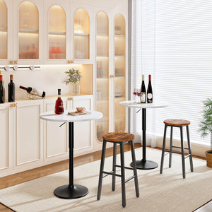 Bar Table, Height-Adjustable Round Pub Table 27-35.4 Inches with Sturdy Base, Modern Style, Easy to Assemble, Suitable for Small Space, White