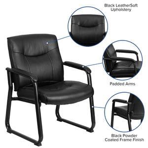 Hercules Series Big & Tall LeatherSoft Executive Side Reception Chair, Padded Lobby Chair with 500-lb. Static Weight Capacity, Black