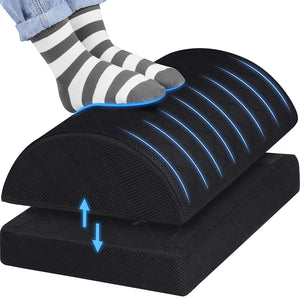 Foot Rest for Under Desk at Work Adjustable Foam for Office and Home, Office Desk Accessories，Comfortable Footrest with 2 Adjustable Heights，Back & Hip Pain Relief (Black)