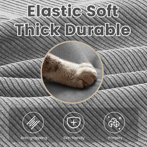 112'' Modular Sectional Cloud Couch with Movable Ottoman, 4 Seat Modern Corduroy Sofa with 2 Throw Pillows, Comfy Deep Seat L Shaped Couches for Living Room Bedroom Apartment, Dark Grey