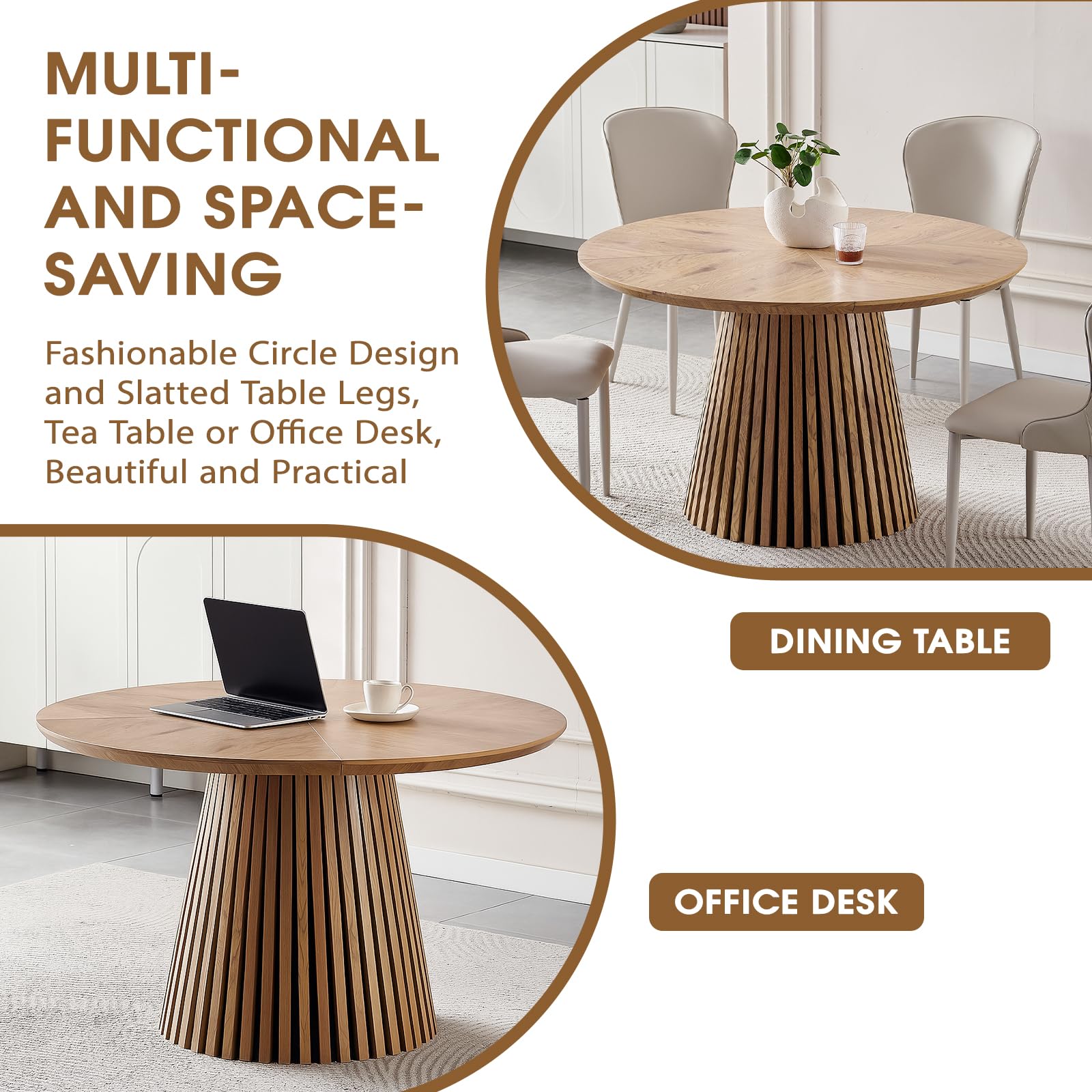 47.2 Inch Round Tulip Dining Table, Circle Kitchen Table for 2-4 People for Kitchen Dining Room