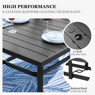 9 Pieces Patio Dining Set, 8 Red Textilene Patio Chairs and 83