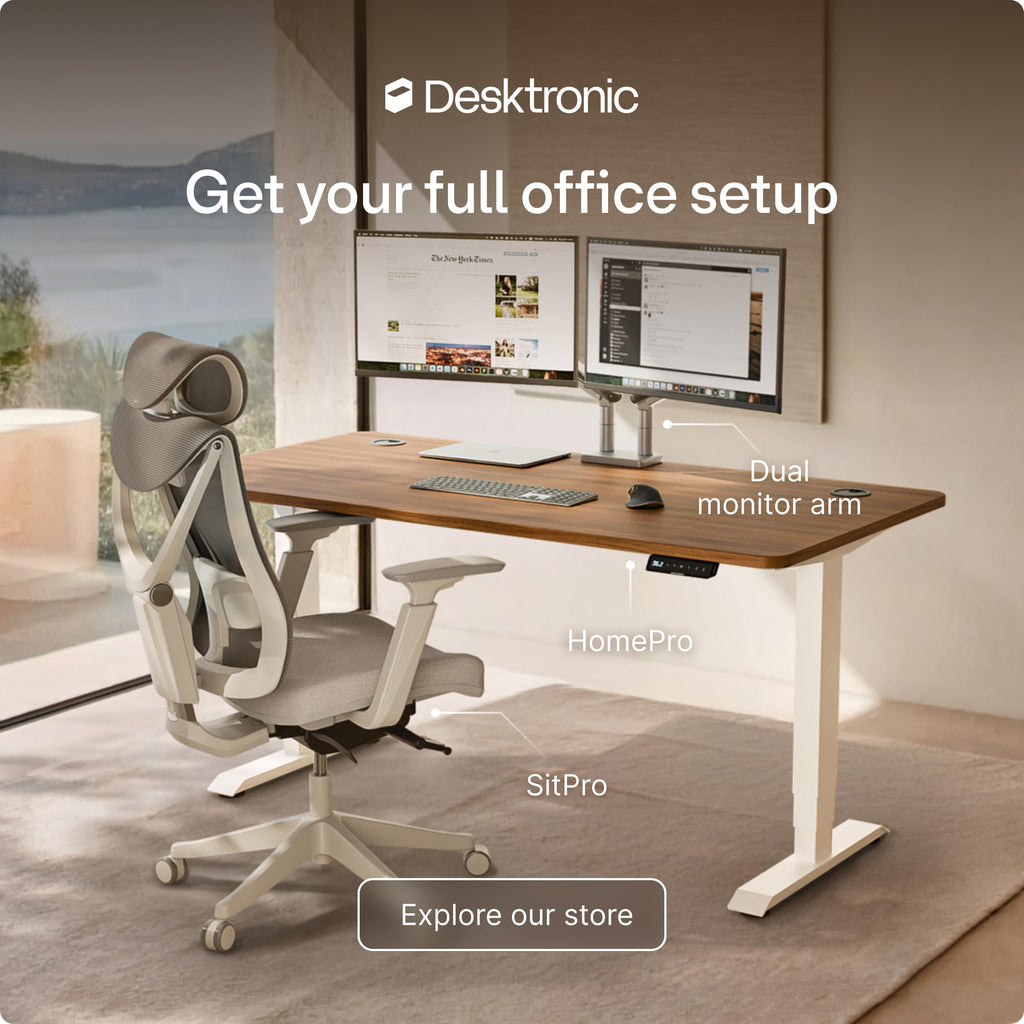 HomePro Standing Desk 54x28 — Made in Europe, Ergonomic Sit Stand Home Office Desk, Electric Height Adjustable, Dual Motor, USB & USB-C Charging, Wobble-Free, Touchscreen, 3 Memory Presets