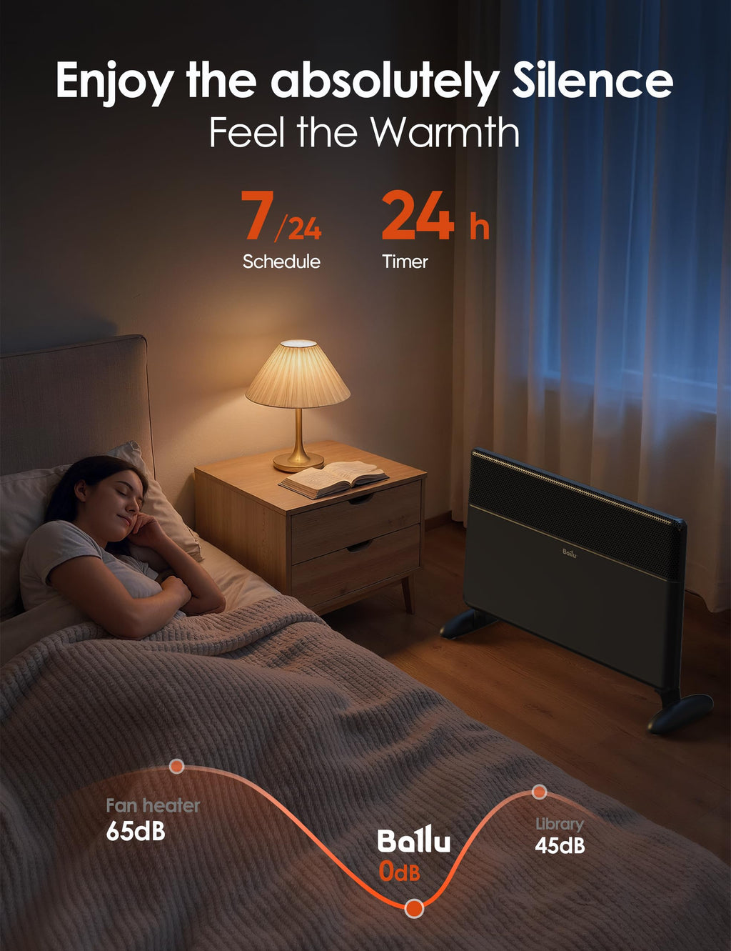 Convection Panel Heater,1500W Space Heater for Large Room Indoor use with Programmable Thermostat,WiFi App Control,Smart Quiet,Works with Alexa,Black